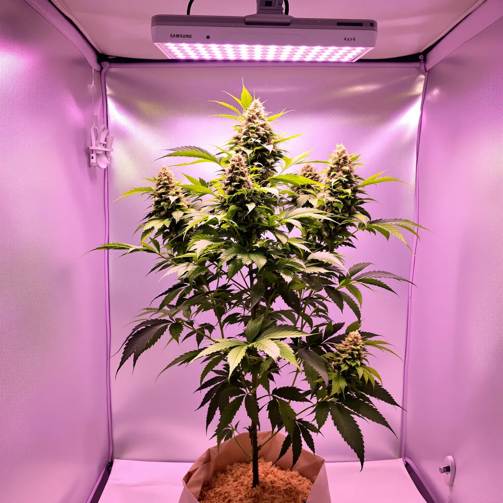 Blue Fruit 86% indica / 14% sativa flower with visible trichomes