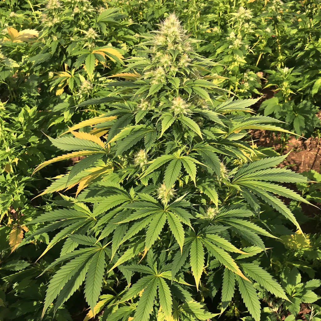 Blue Fruit 86% indica / 14% sativa flower with visible trichomes