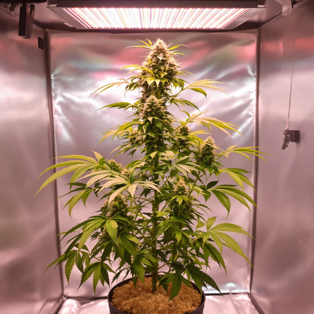 Blue Fruit 86% indica / 14% sativa flower with visible trichomes
