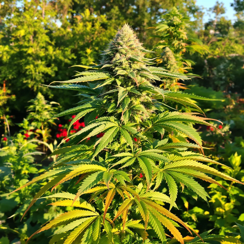 Blue Fruit 86% indica / 14% sativa flower with visible trichomes