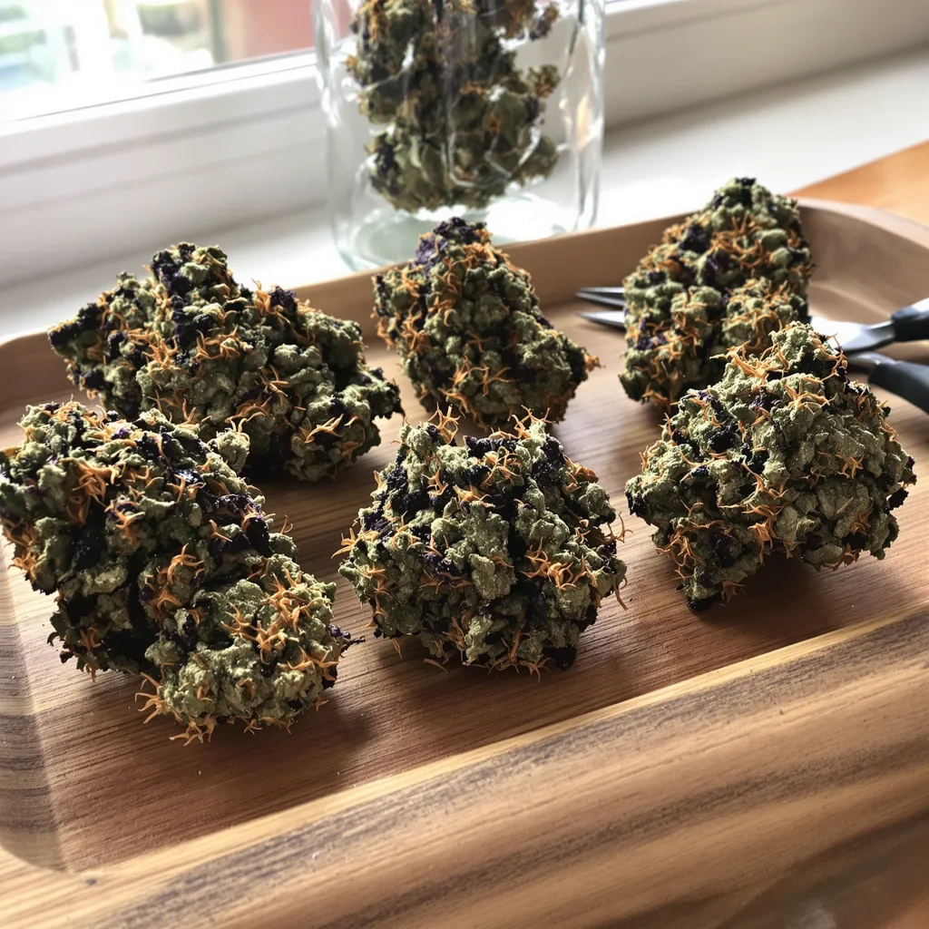 Blue Jack City 65% indica / 35% sativa flower with visible trichomes