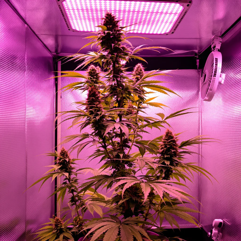 Blue Kiss 12% indica / 88% sativa flower with visible trichomes