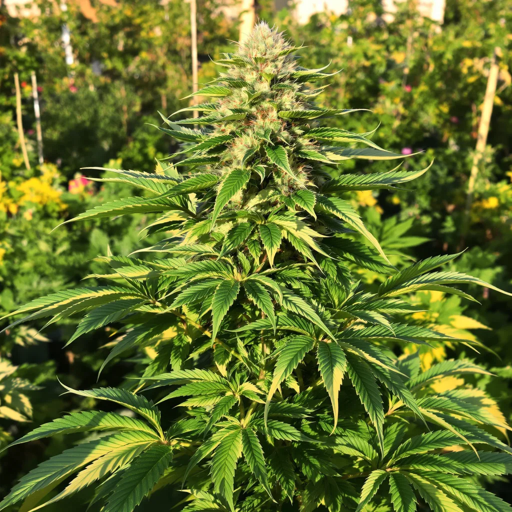 Blue Knight 76% indica / 24% sativa flower with visible trichomes