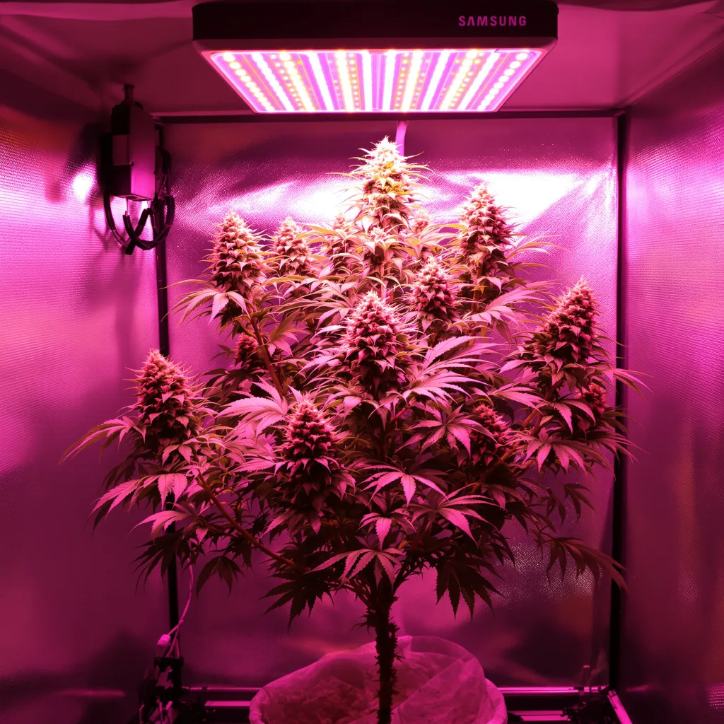 Blue Kush 55% indica / 45% sativa flower with visible trichomes
