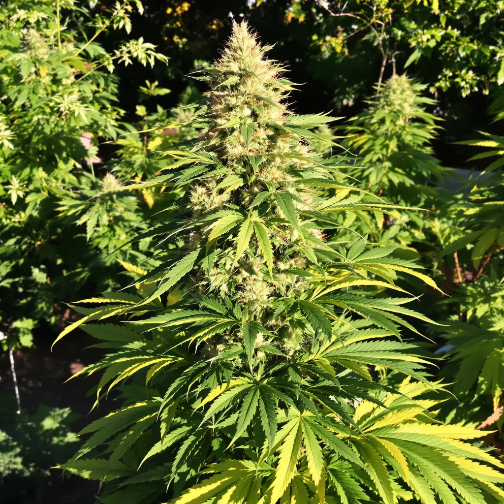 Blue Lyly 54% indica / 46% sativa flower with visible trichomes