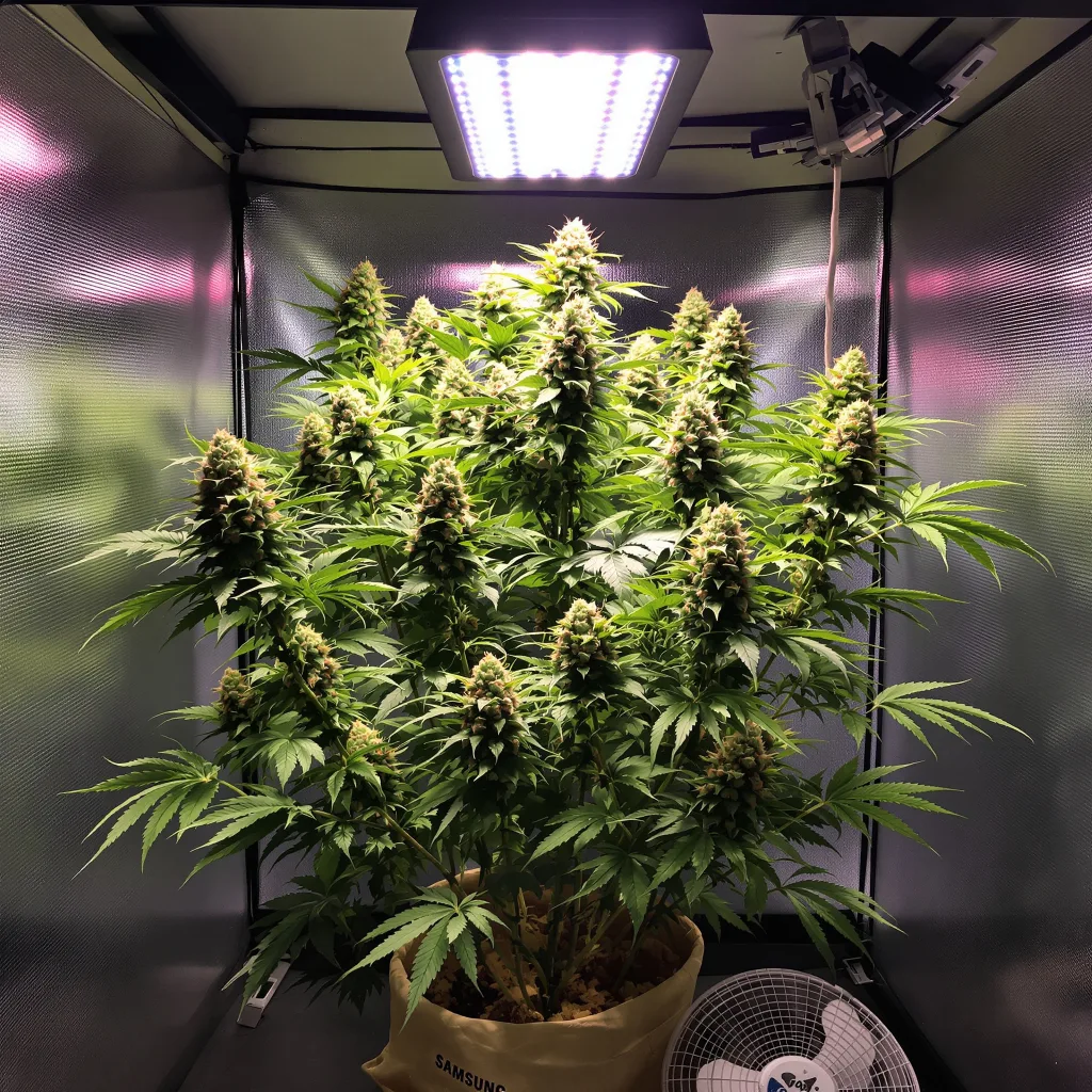 Blue Mango 40% indica / 60% sativa flower with visible trichomes