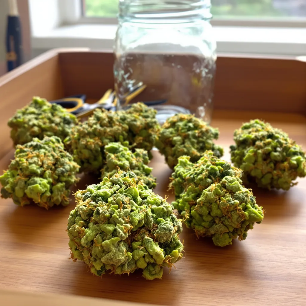 Blue Princess 5% indica / 95% sativa flower with visible trichomes