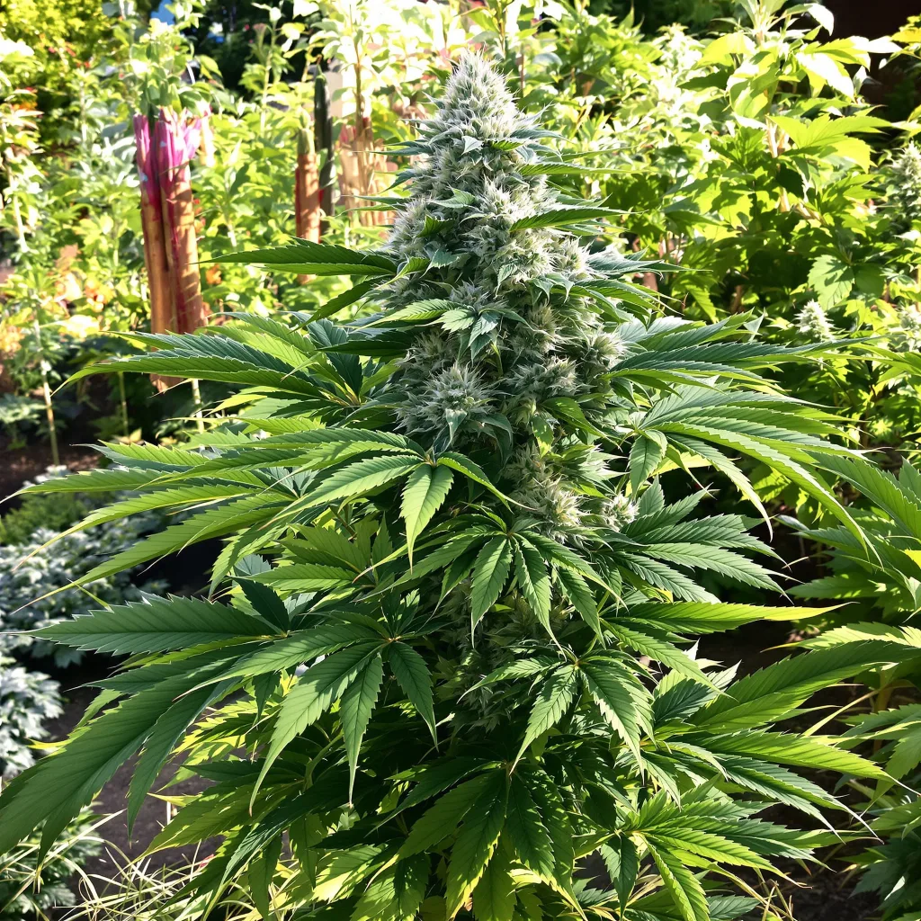 Blue Zombie 66% indica / 34% sativa flower with visible trichomes