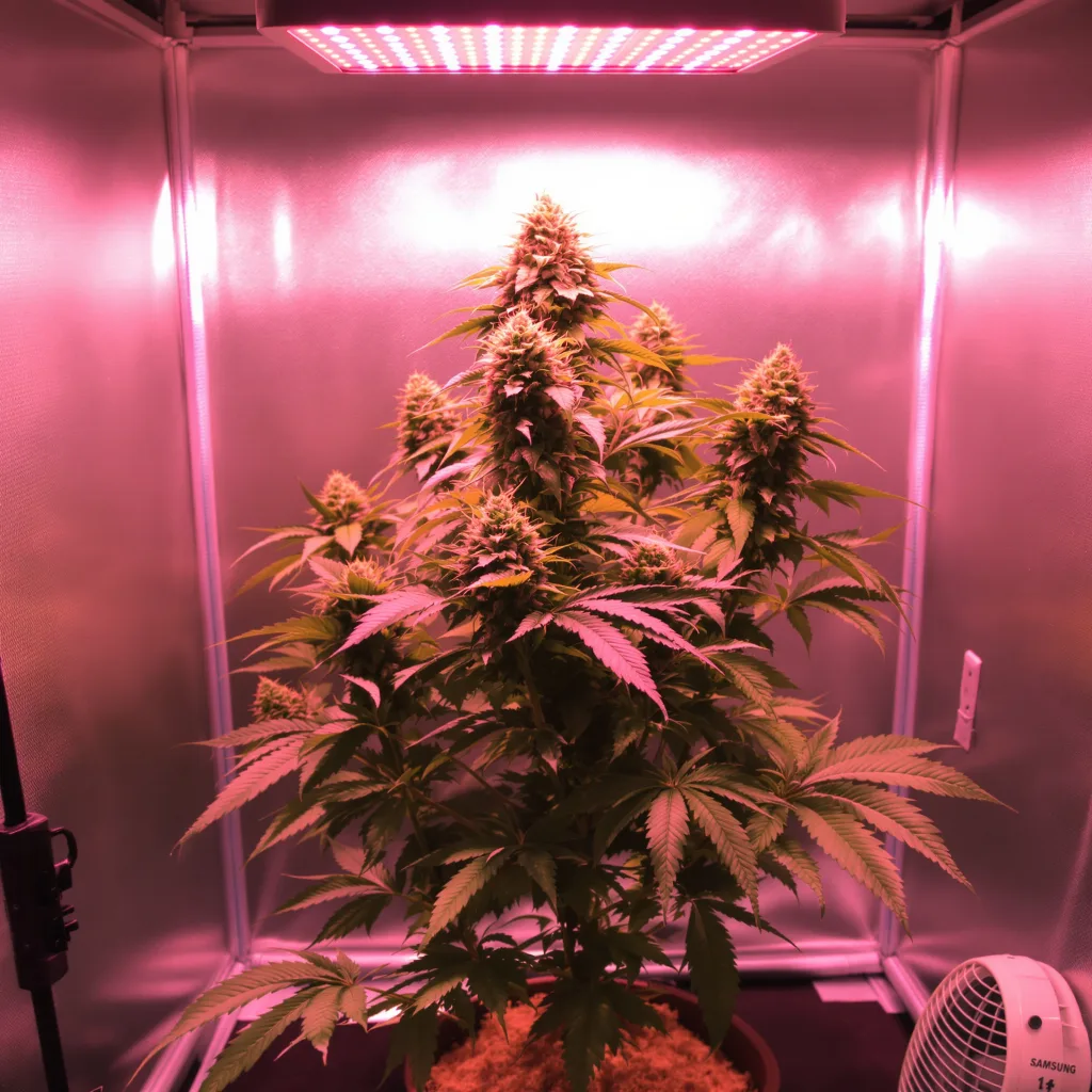 Blueberry 80% indica / 20% sativa flower with visible trichomes