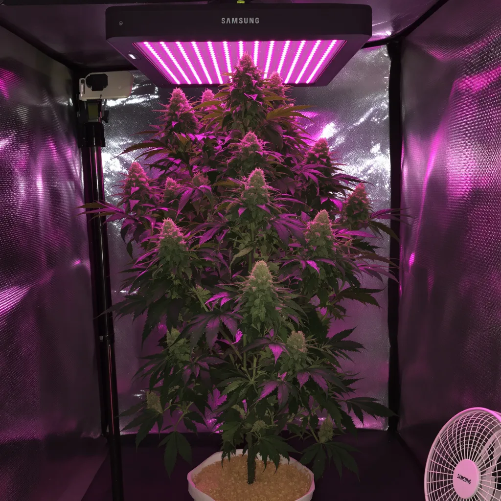 Blueberry Haze 40% indica / 60% sativa flower with visible trichomes