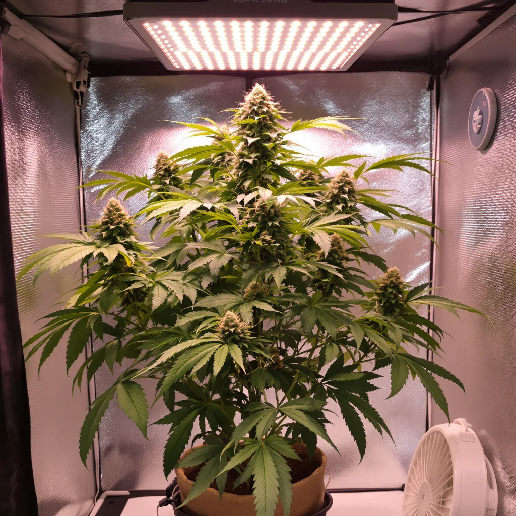 Blueberry Kush 80% indica / 20% sativa flower with visible trichomes