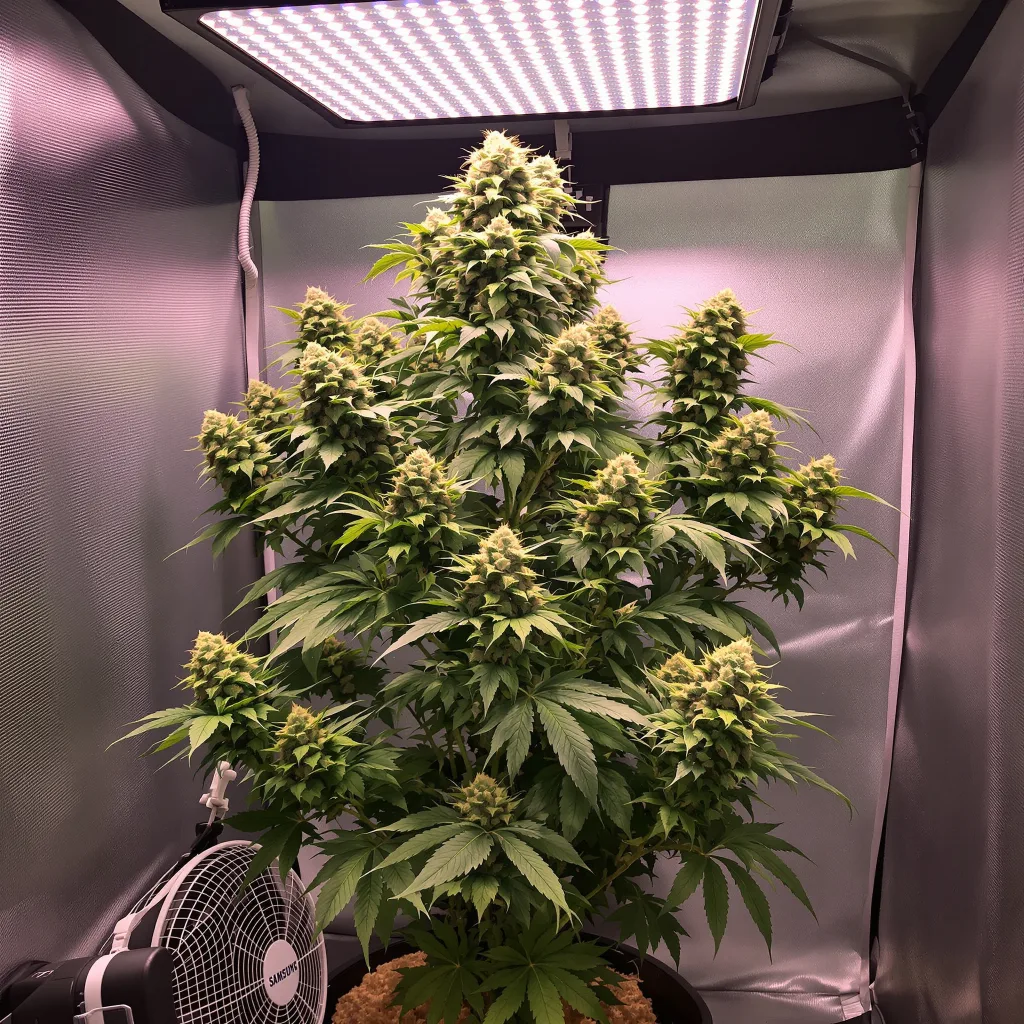 Bluniverse 43% indica / 57% sativa flower with visible trichomes