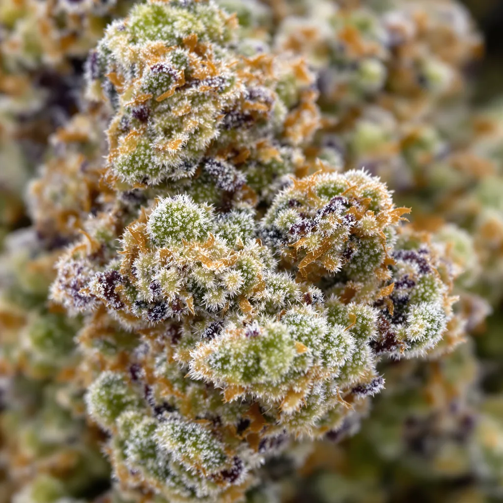 Bogart cannabis bud close-up showing balanced bud structure with frosted trichomes