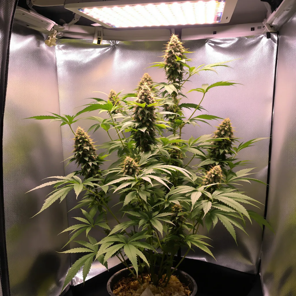 Brains Damage 66% indica / 34% sativa flower with visible trichomes