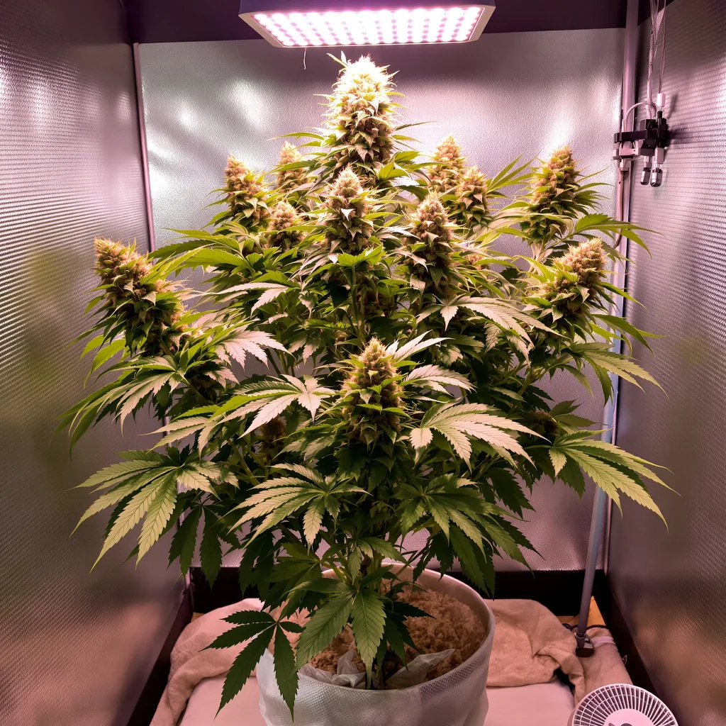 Brand X 74% indica / 26% sativa flower with visible trichomes
