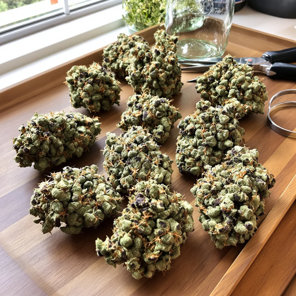 Bruce Banner 43% indica / 57% sativa flower with visible trichomes