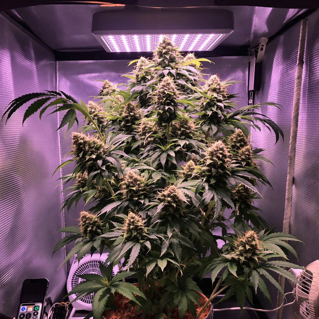 Bruce Banner 43% indica / 57% sativa flower with visible trichomes