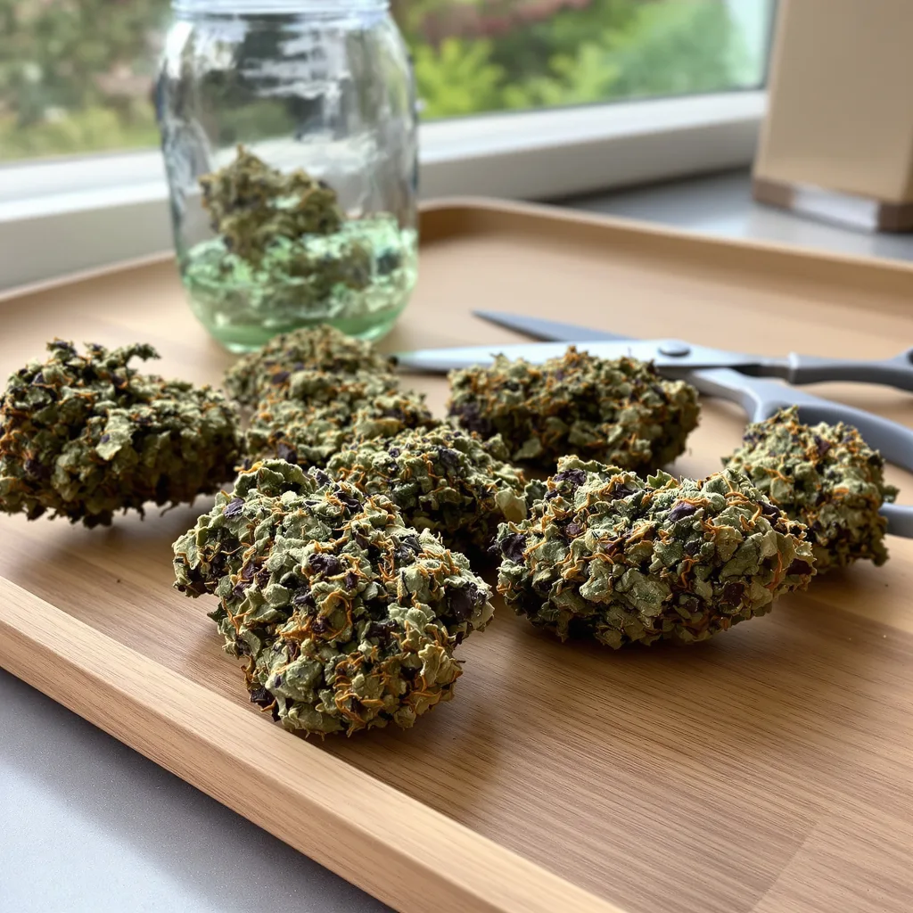 Bubba Kush 80% indica / 20% sativa flower with visible trichomes