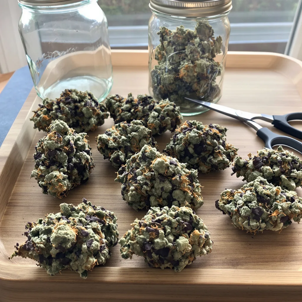 Bubblegum Kush 80% indica / 20% sativa flower with visible trichomes