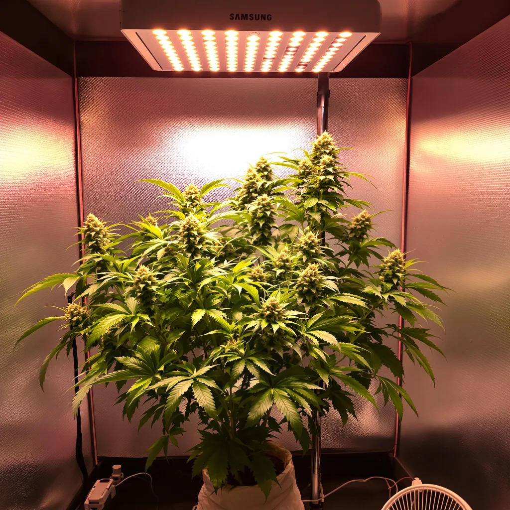 Bubblegum Kush 80% indica / 20% sativa flower with visible trichomes
