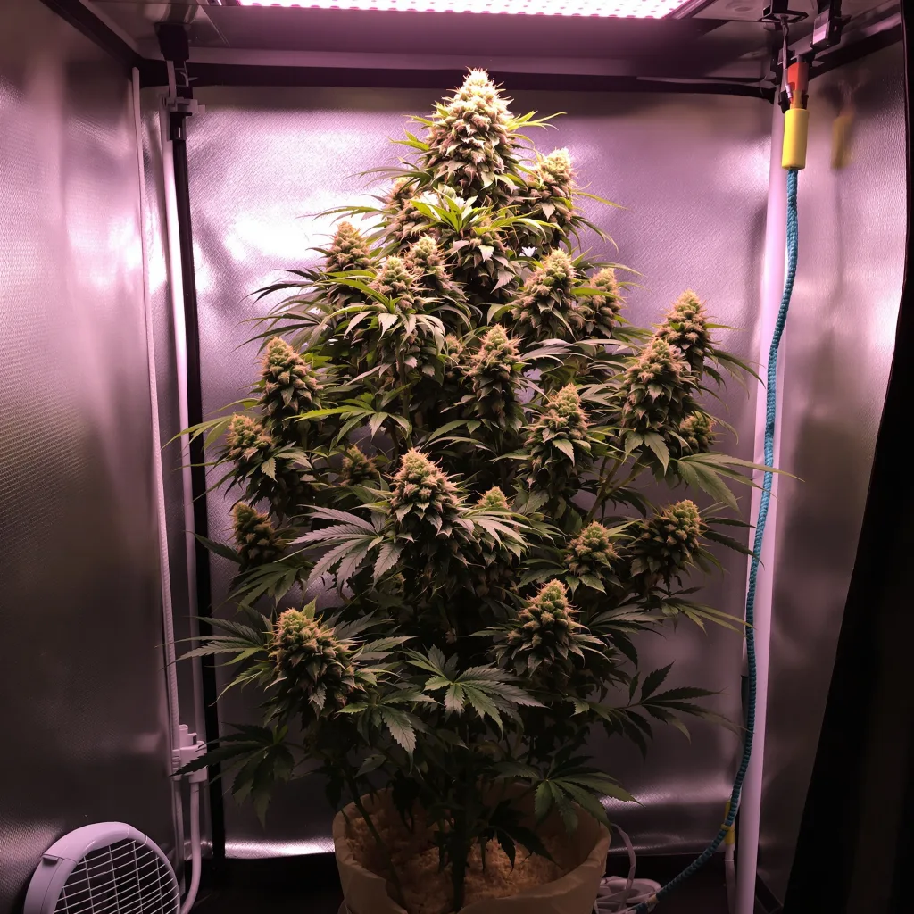 Bugatti 64% indica / 36% sativa flower with visible trichomes