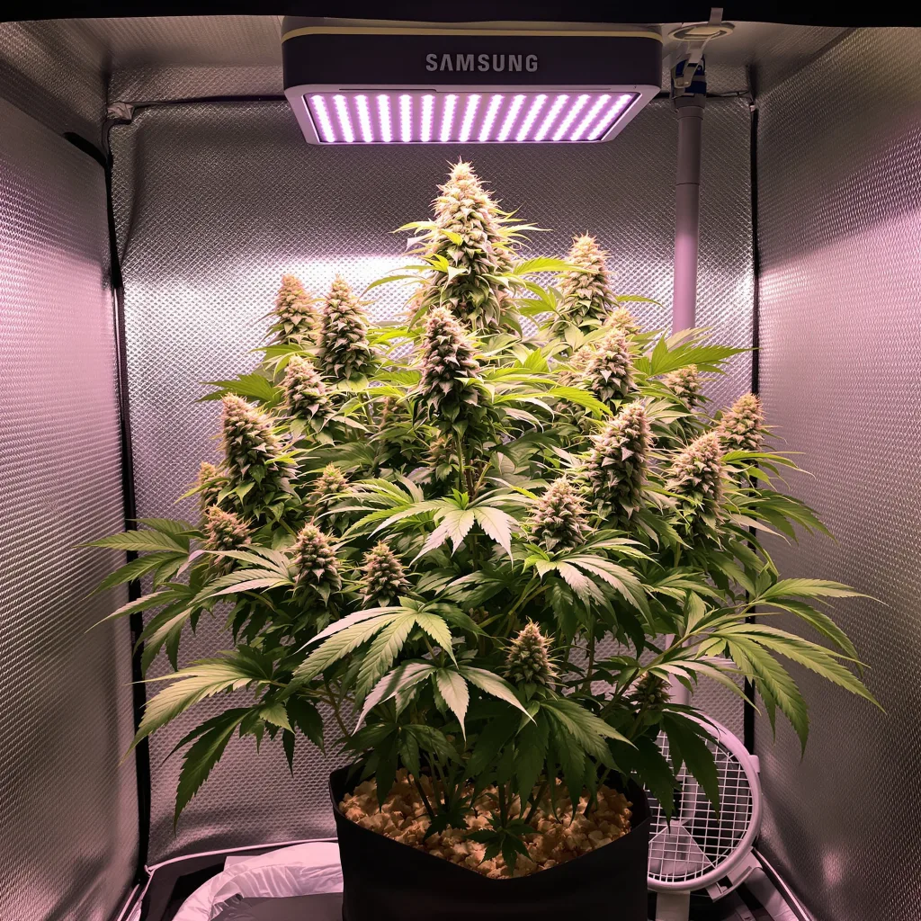 Burkle 78% indica / 22% sativa flower with visible trichomes