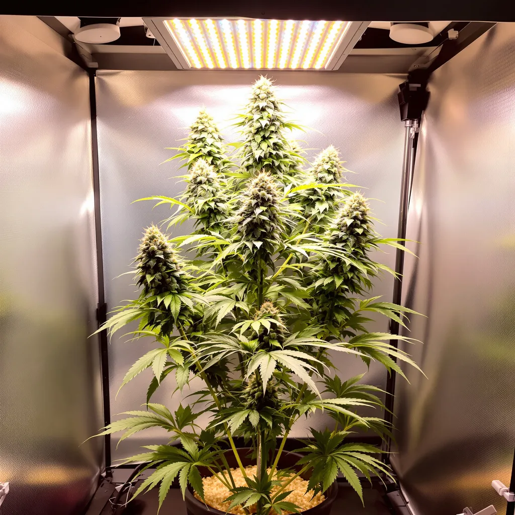 Burmese Kush 50% indica / 50% sativa flower with visible trichomes