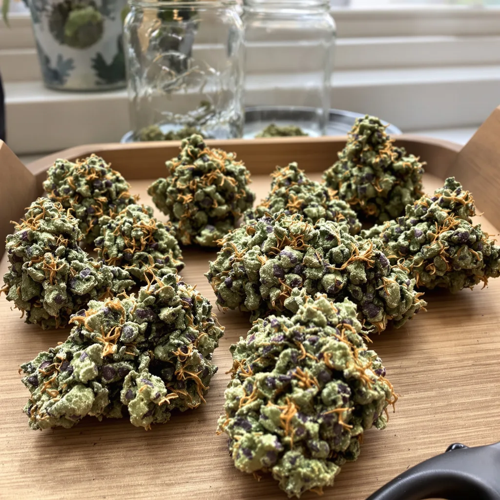 C4 50% indica / 50% sativa flower with visible trichomes