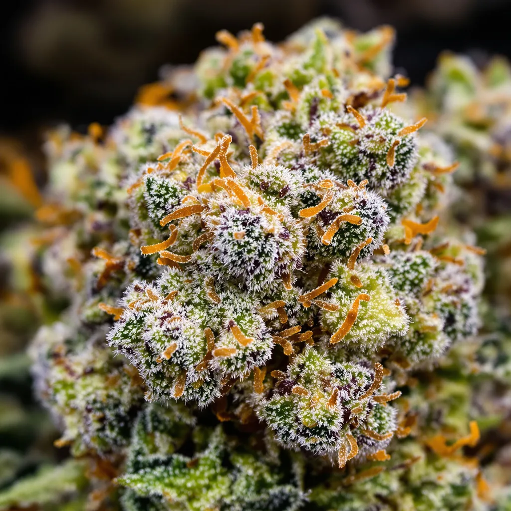 C4 cannabis bud close-up showing balanced bud structure with frosted trichomes