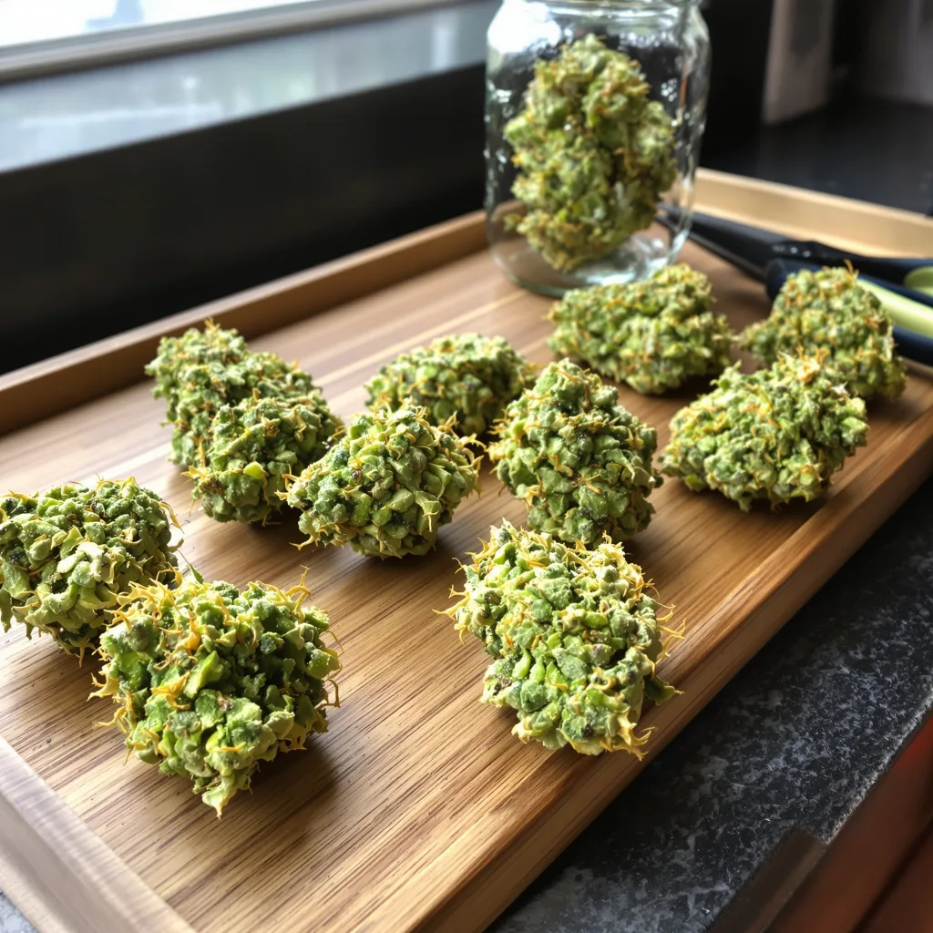 Cactus 20% indica / 80% sativa flower with visible trichomes