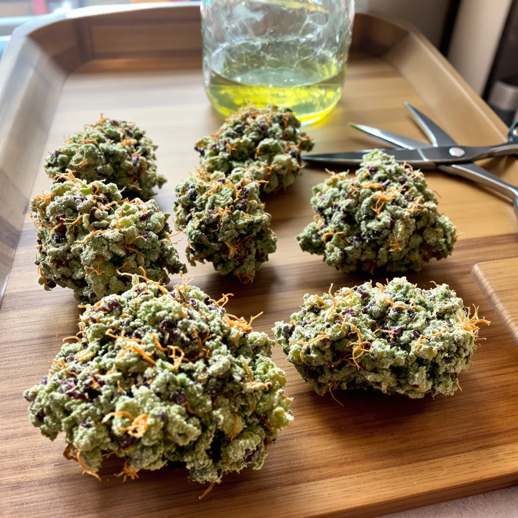 California Orange 50% indica / 50% sativa flower with visible trichomes