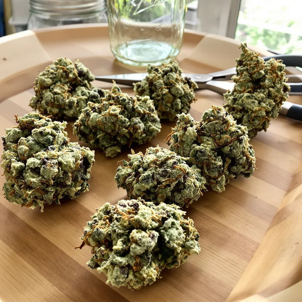 Candy Kush 54% indica / 46% sativa flower with visible trichomes