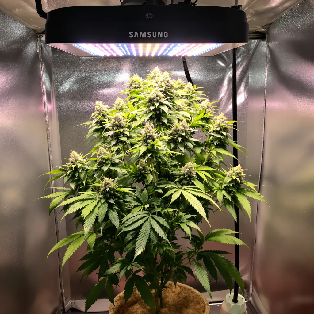 Candy Kush 54% indica / 46% sativa flower with visible trichomes