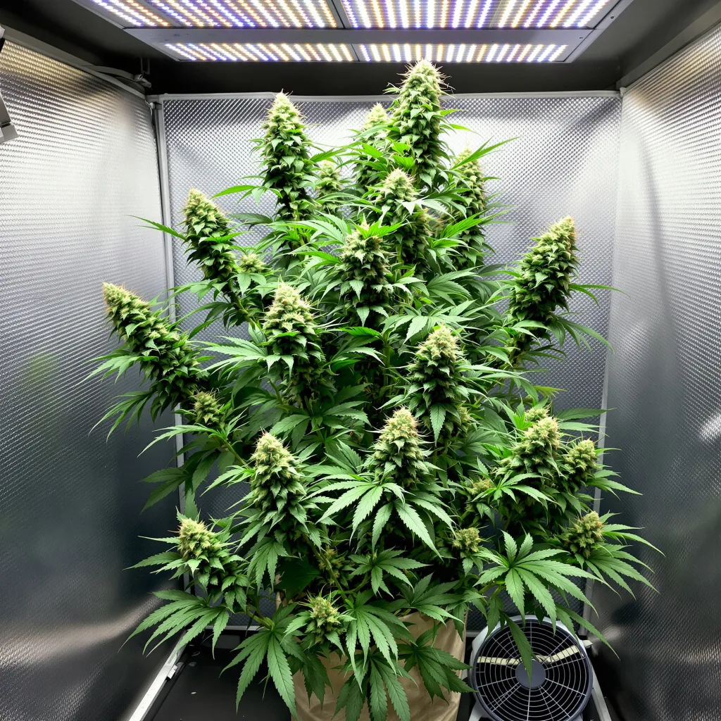 Canna-Tsu Kush 50% indica / 50% sativa flower with visible trichomes