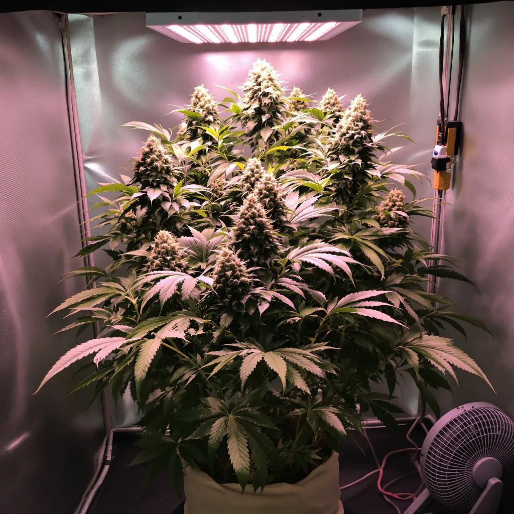 Cascadia Kush 74% indica / 26% sativa flower with visible trichomes