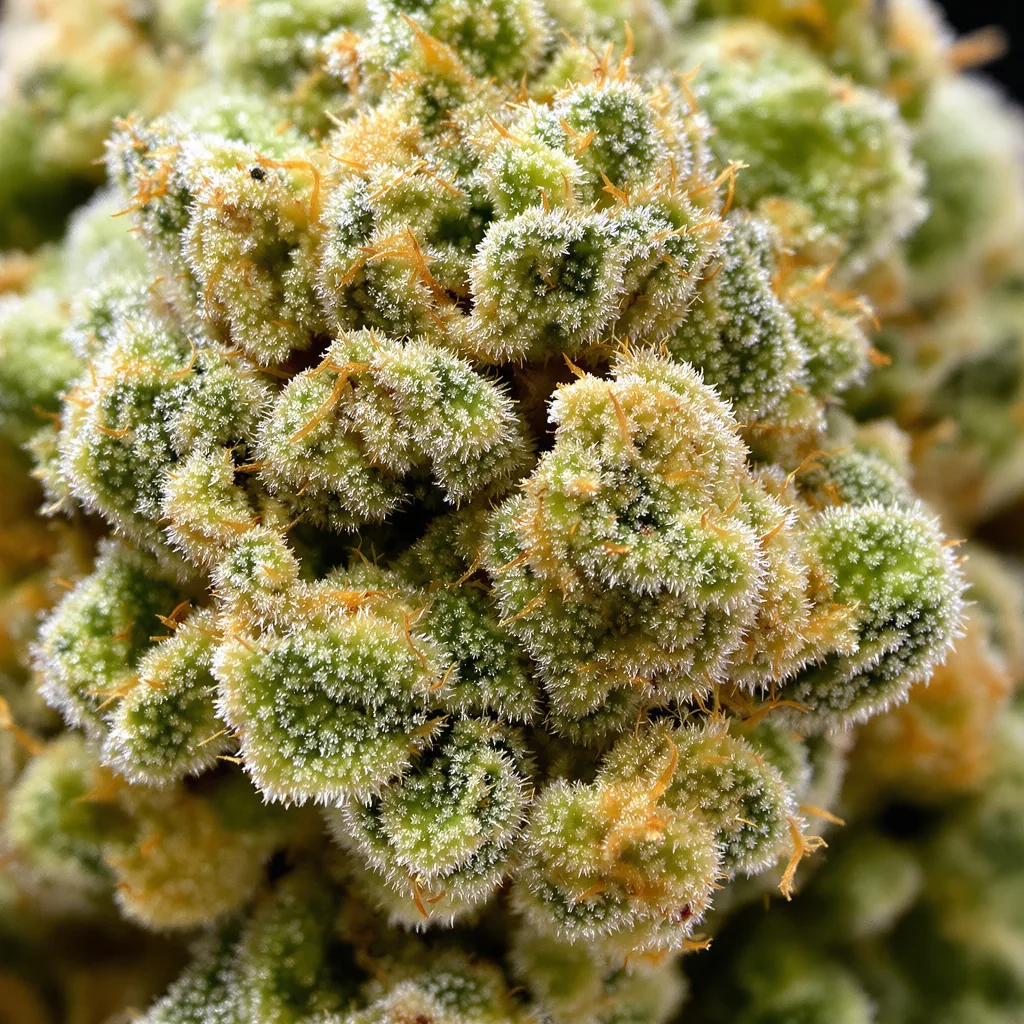 Casey Jones cannabis bud close-up showing lime-green airy structure