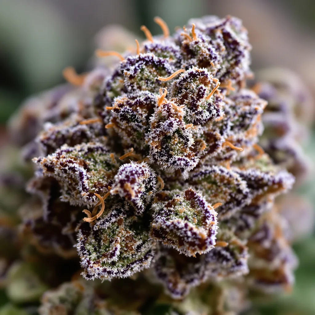 Casper OG cannabis bud close-up showing dense purple-tinged calyxes