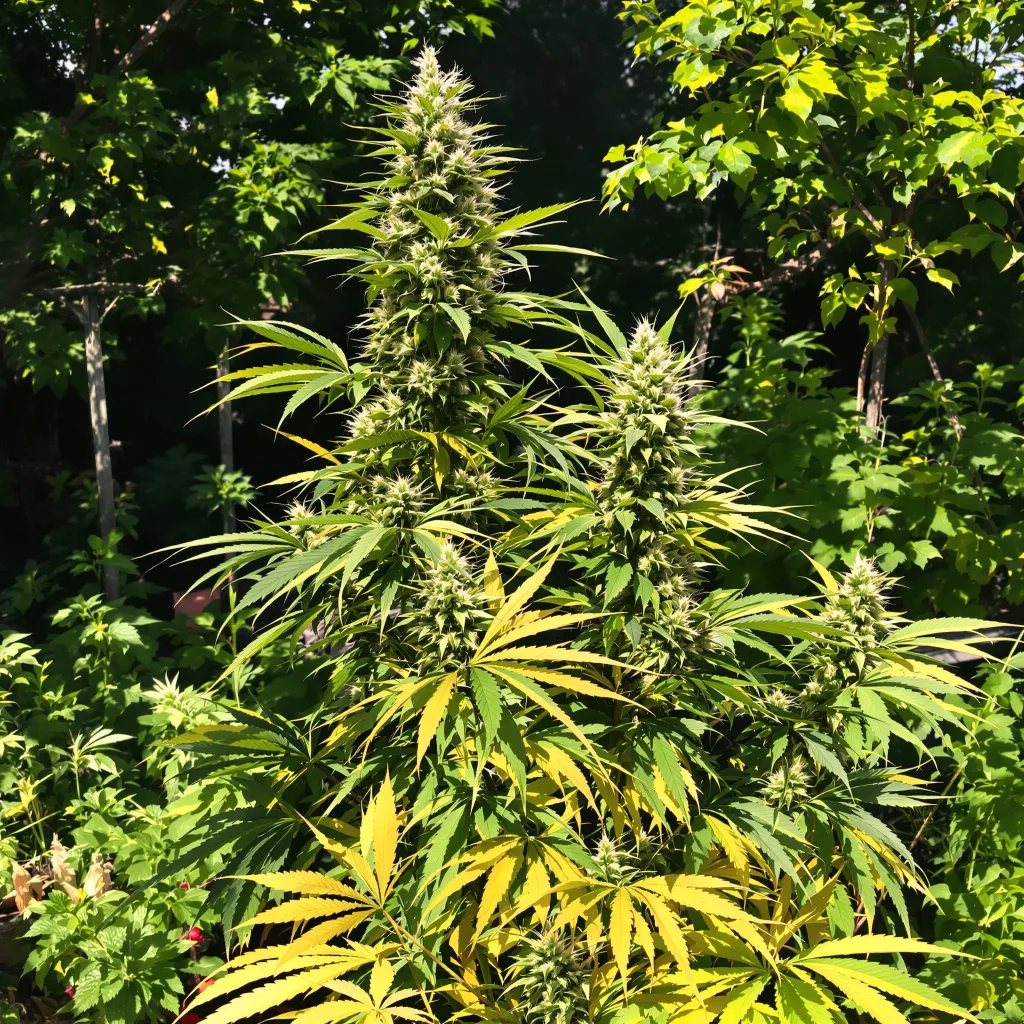 Cat Piss 25% indica / 75% sativa flower with visible trichomes