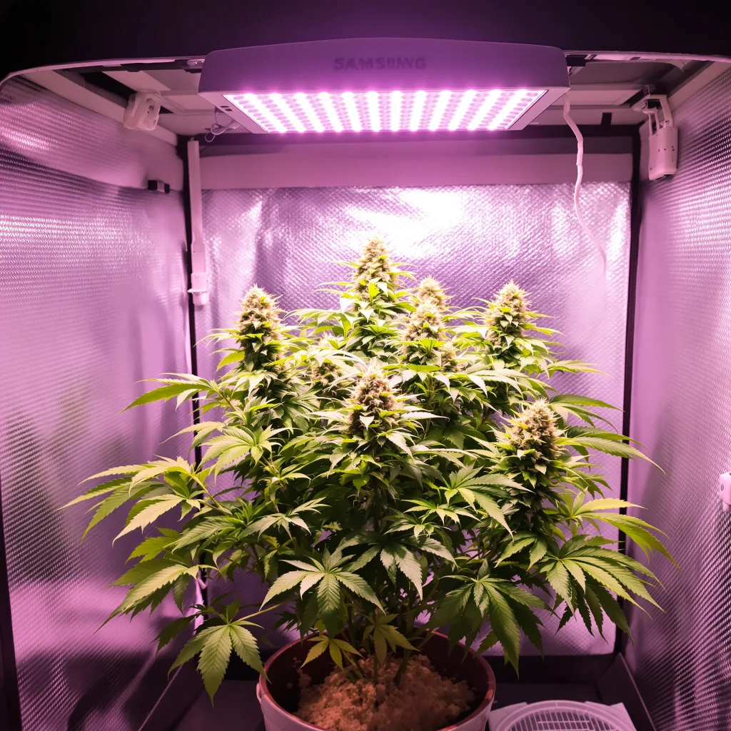 CBD Caramel 43% indica / 57% sativa flower with visible trichomes