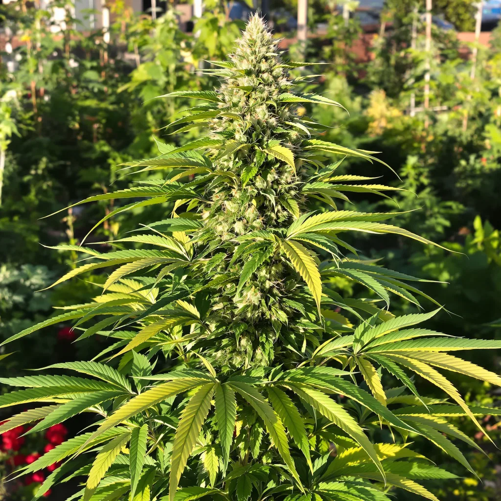 CBD Caramel 43% indica / 57% sativa flower with visible trichomes