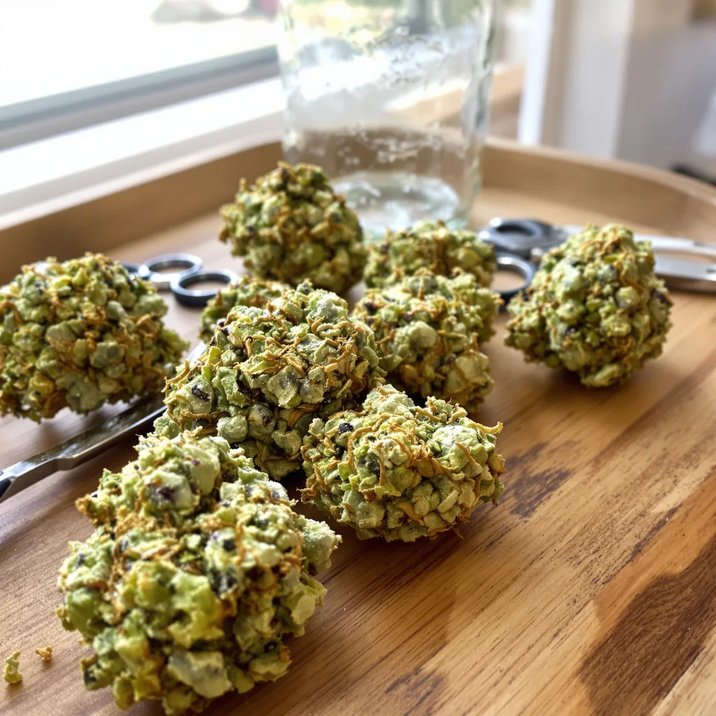 CBD Critical Mango 47% indica / 53% sativa flower with visible trichomes