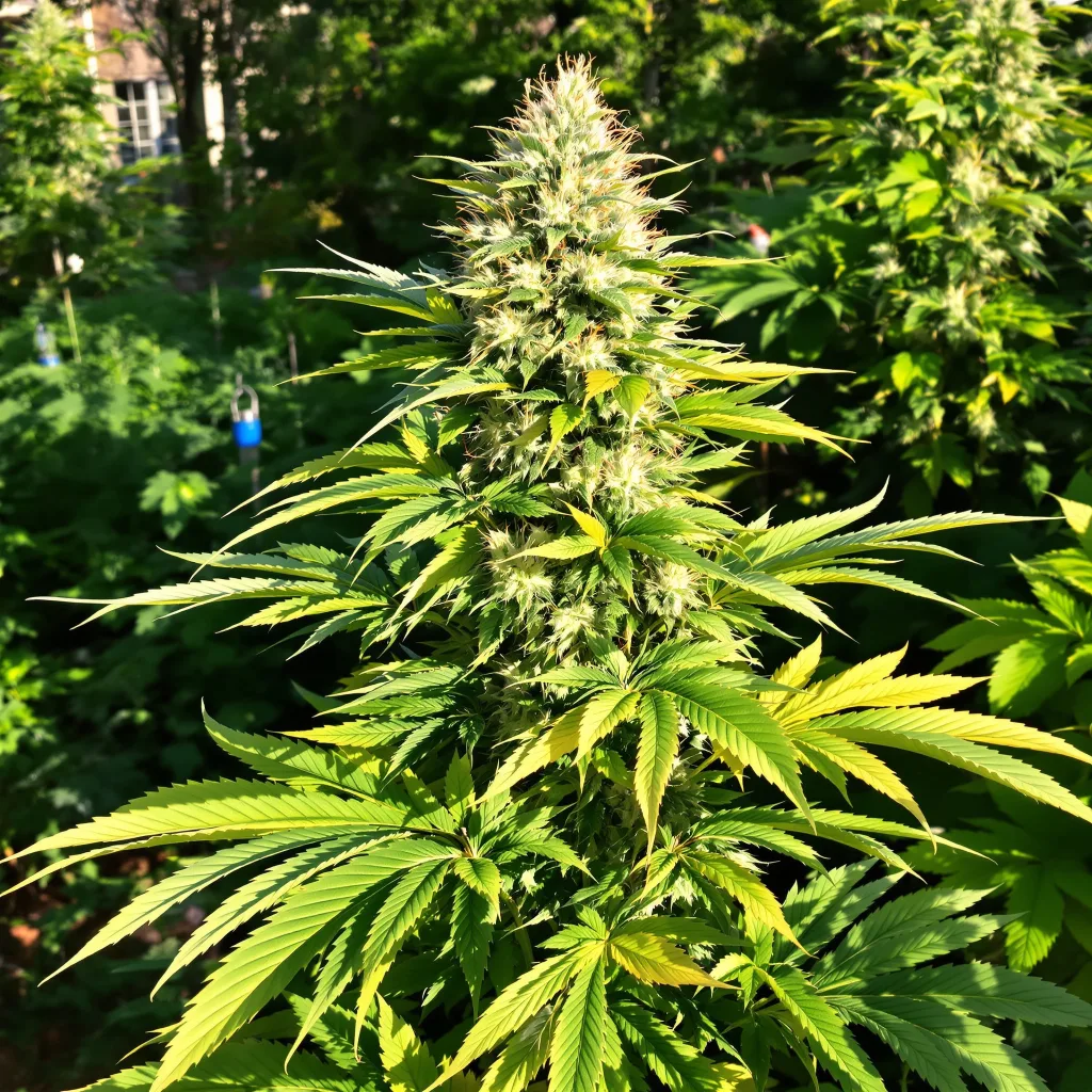 CBD Critical Mango 47% indica / 53% sativa flower with visible trichomes