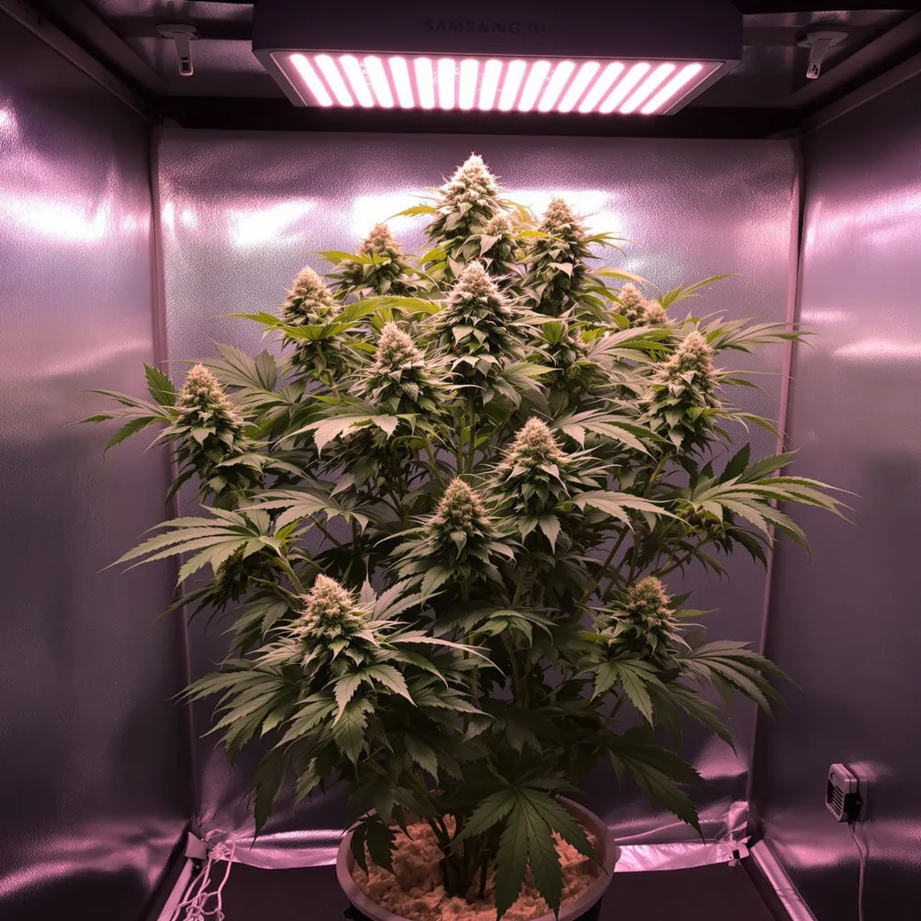 CBD Mango Haze 46% indica / 54% sativa flower with visible trichomes