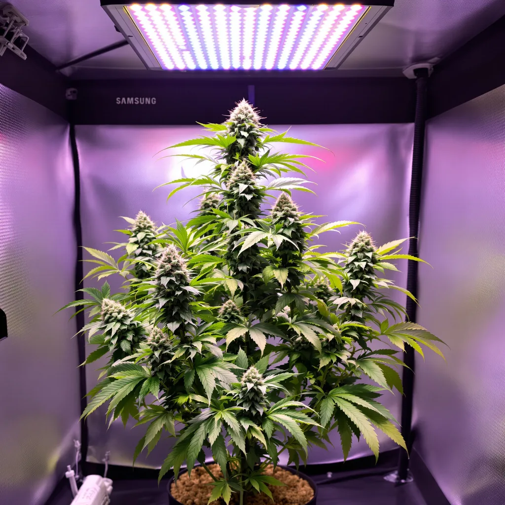 CBD PH Haze 58% indica / 42% sativa flower with visible trichomes