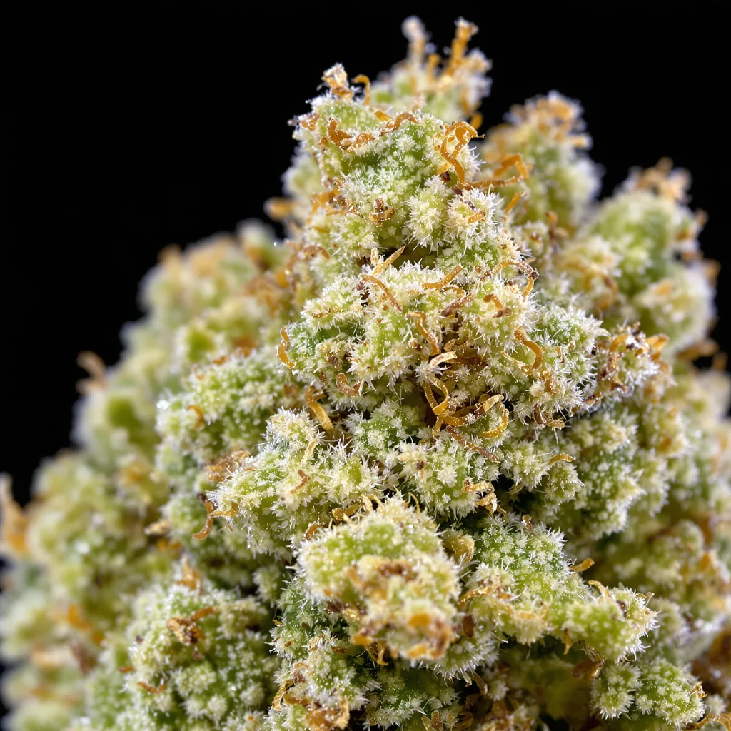 CBD PH Haze cannabis bud close-up showing pale-green low-resin flower