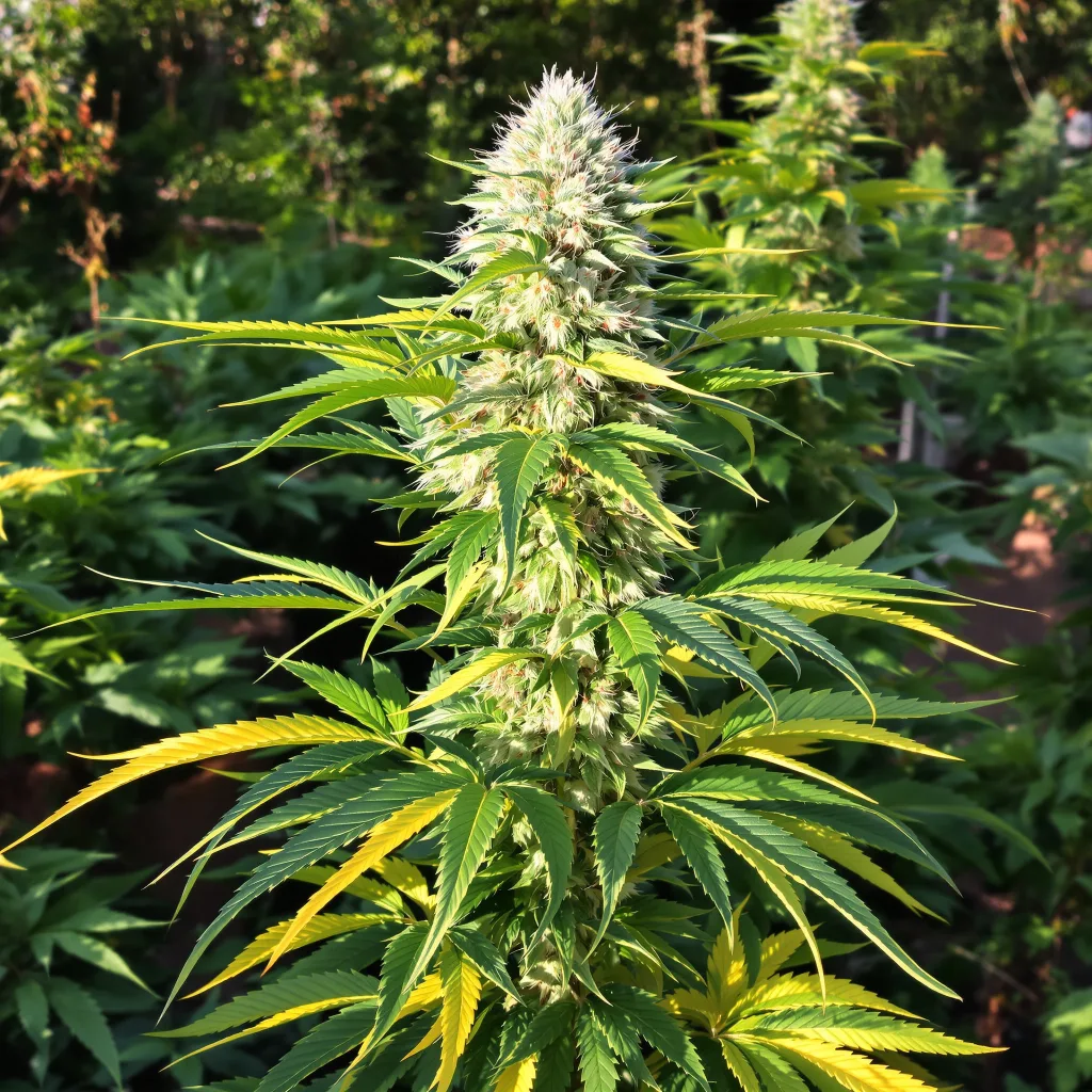 CBD PH Haze 58% indica / 42% sativa flower with visible trichomes