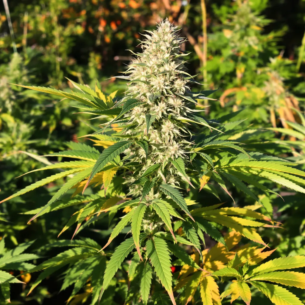 CBD Shark 41% indica / 59% sativa flower with visible trichomes