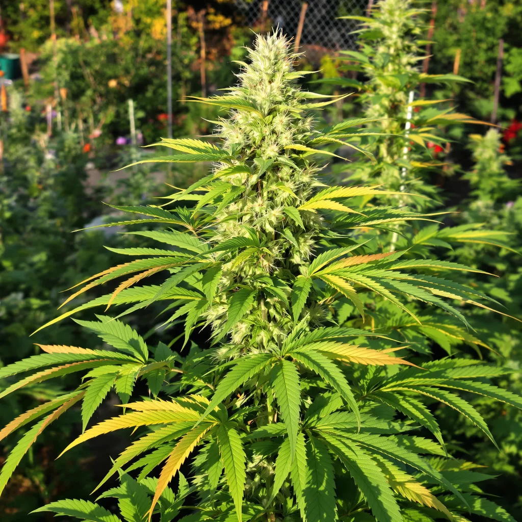 CBD Yummy 53% indica / 47% sativa flower with visible trichomes