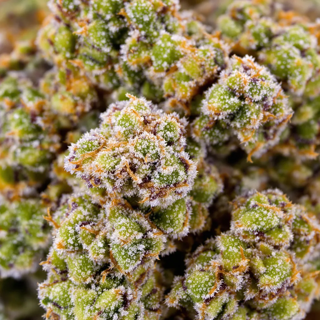 Cheese cannabis bud close-up showing dense forest-green nugs