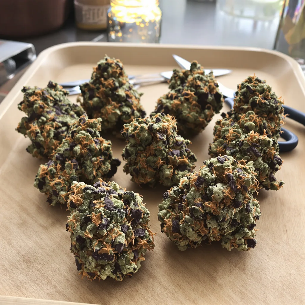 Chemdog #4 72% indica / 28% sativa flower with visible trichomes